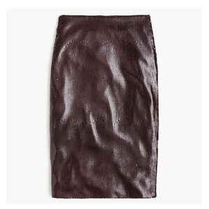 J.Crew Collection sequined pencil skirt in a burgundy color NWT size 8